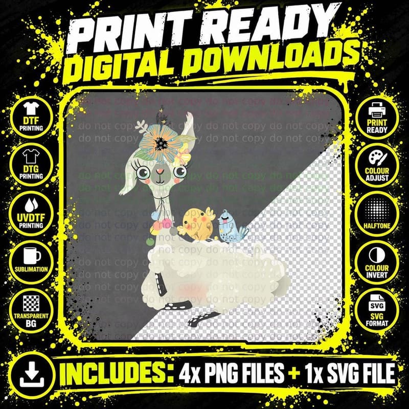 Funny Stressed Llama Alpaca T-Shirt Png SVG Digital Bundle