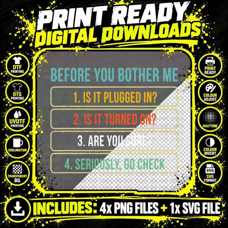 Funny Tech Support T-Shirt, IT Humor Gift Png SVG Digital Bundle