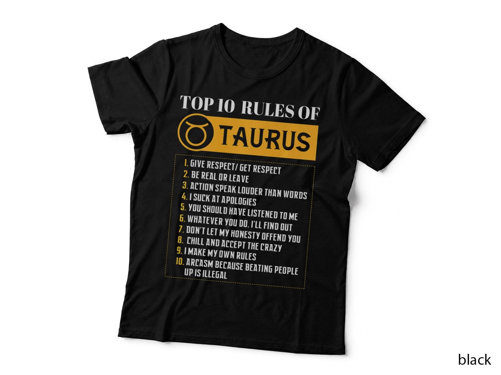 Funny Top 10 Rules of Taurus Zodiac Sign Horoscope, Funny T-Shirt