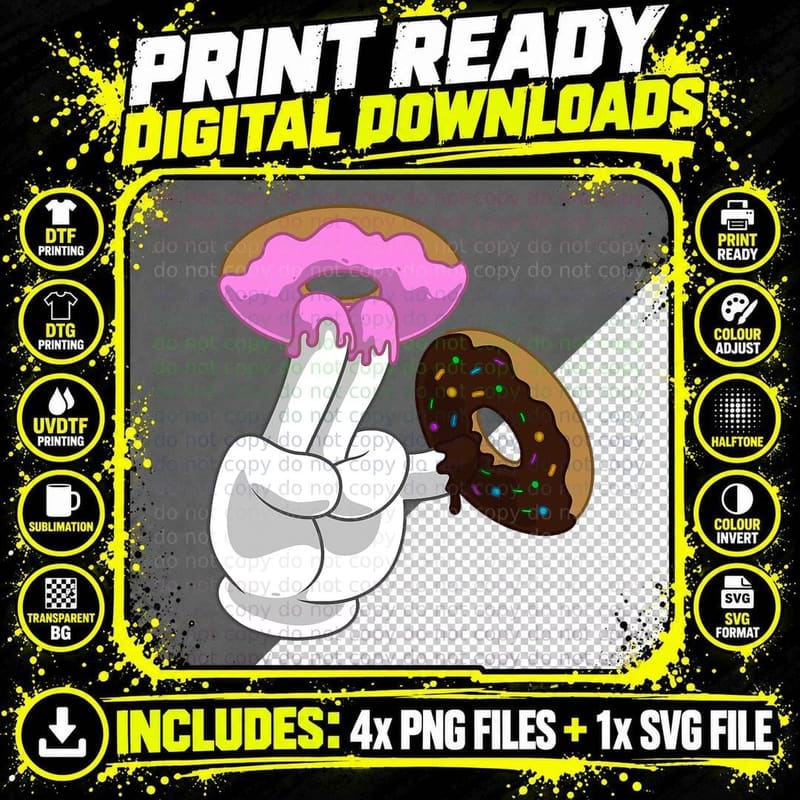 Funny Two Donuts T-Shirt, Two Tone Donut Design Png SVG Digital Bundle