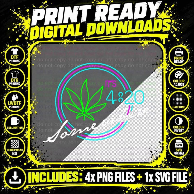 Funny Weed Joint Smoking Moon Alien T-Shirt Png SVG Digital Bundle