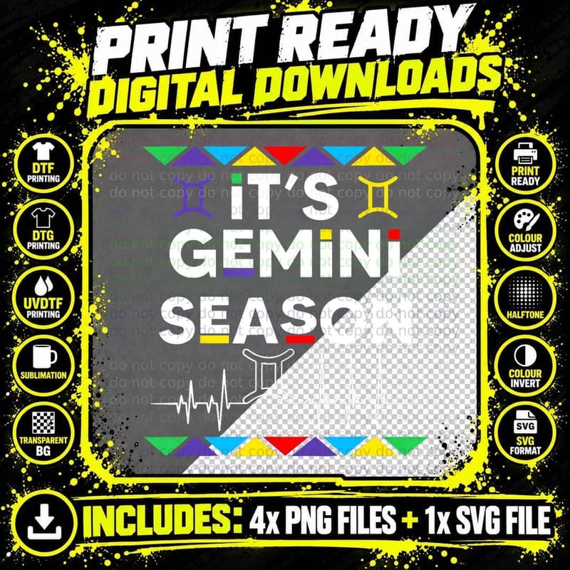 Gemini Season Zodiac Sign T-Shirt, Funny Birthday Gift Png SVG Digital Bundle