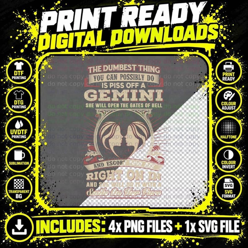 Gemini Zodiac Sign T-Shirt, Funny Sarcasm Png SVG Digital Bundle