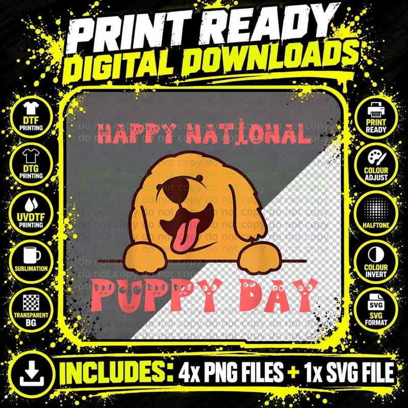 Golden Retriever Happy National Puppy Day T-Shirt Png SVG Digital Bundle