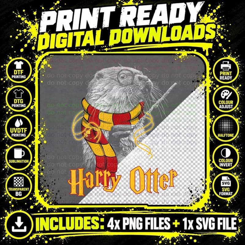 Harry Otter T-Shirt, Otter Lover Apparel Png SVG Digital Bundle
