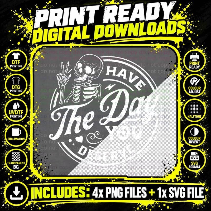 Have the Day You Deserve Funny Skull T-Shirt Png SVG Digital Bundle