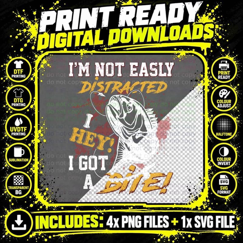 I'm Not Easily Distracted T-Shirt, Sarcasm Typography Png SVG Digital Bundle