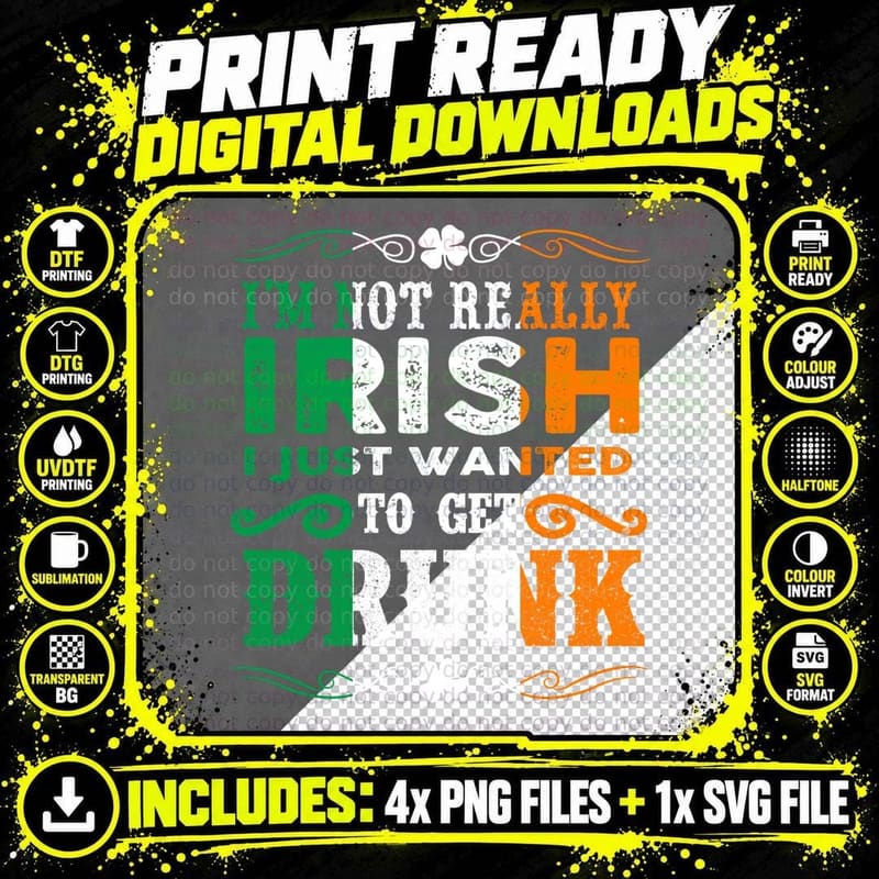 Irish Sarcasm T-Shirt, Funny St Patricks Day Png SVG Digital Bundle