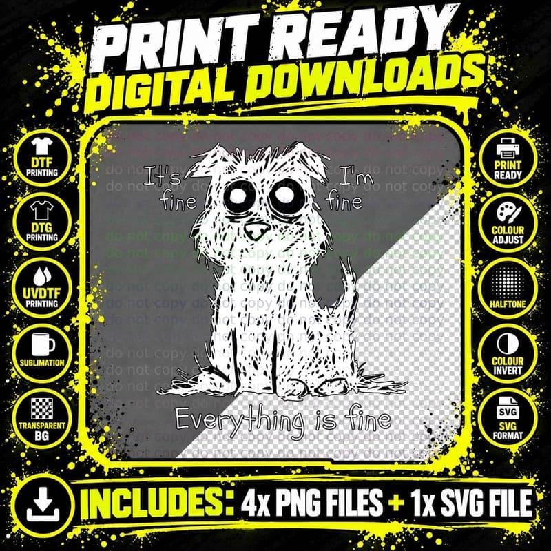 It's Fine, I'm Fine, Everything Is Fine T-Shirt Png SVG Digital Bundle