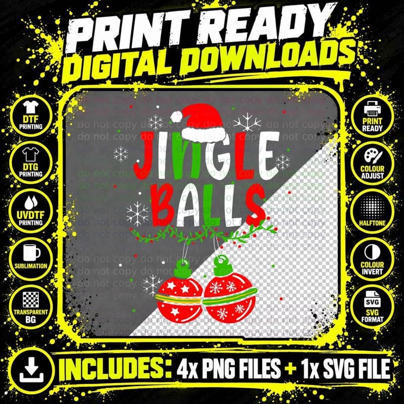 Jingle Balls Tinsel Tits Funny Matching Couple T-Shirt Png SVG Digital Bundle