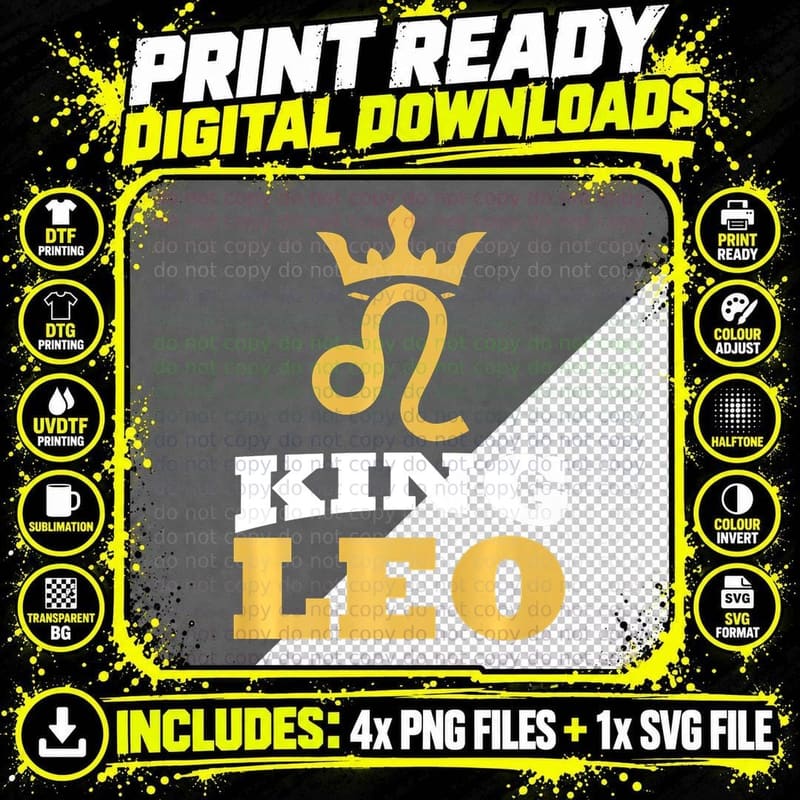 King Leo Zodiac Sign August Birthday Funny Astrology Png SVG Digital Bundle