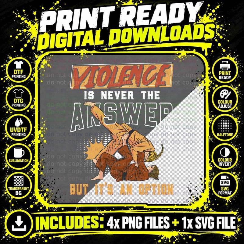 Martial Arts Jiu Jitsu T-Shirt, Funny BJJ Design Png SVG Digital Bundle