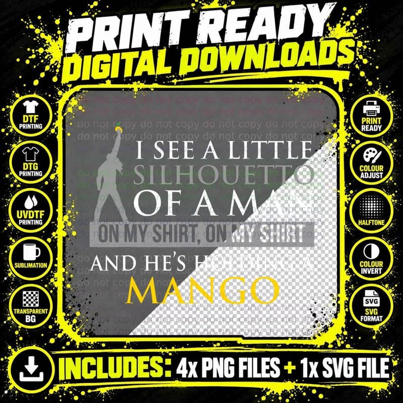 Misheard Lyrics Silhouette Mango T-Shirt, Funny Apparel Png SVG Digital Bundle