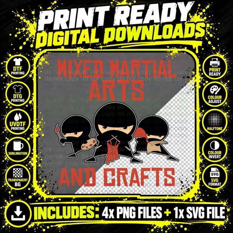 Mixed Martial Arts Crafts T-Shirt, Funny Ninja Design Png SVG Digital Bundle
