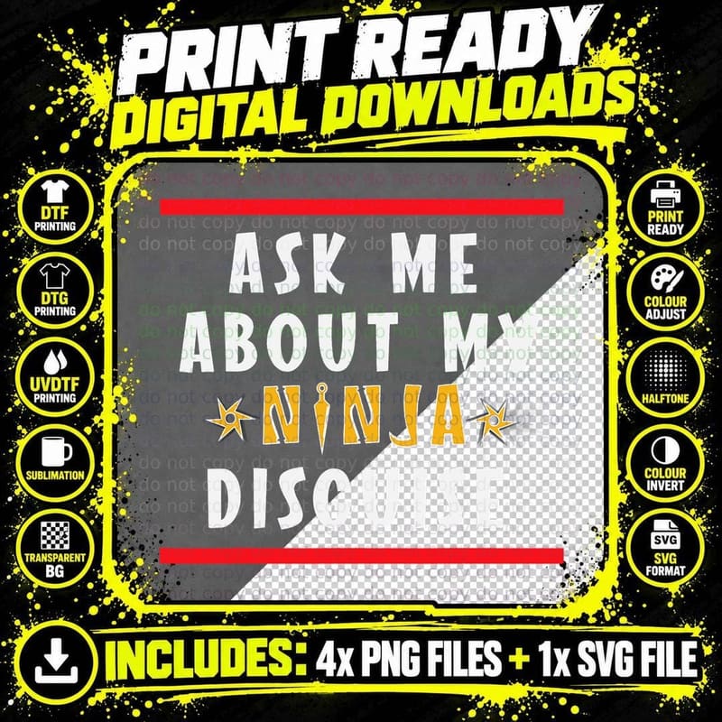 Ninja Meme T-Shirt, Funny Disguise Design Png SVG Digital Bundle