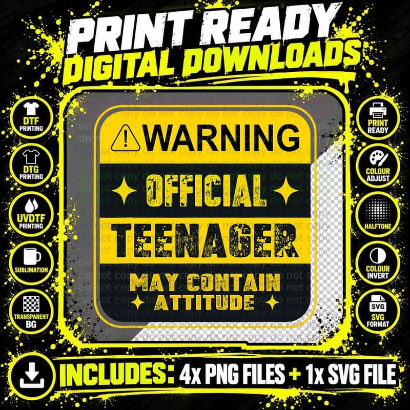 Official Teenager Math Attitude T-Shirt Png SVG Digital Bundle