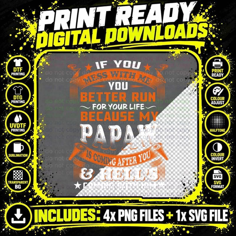 Papaw Warning T-Shirt, Sarcasm Typography, Family Humor Png SVG Digital Bundle