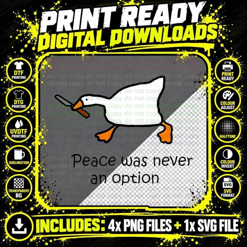 Peace Was Never an Option T-Shirt, Sarcastic Humor Png SVG Digital Bundle