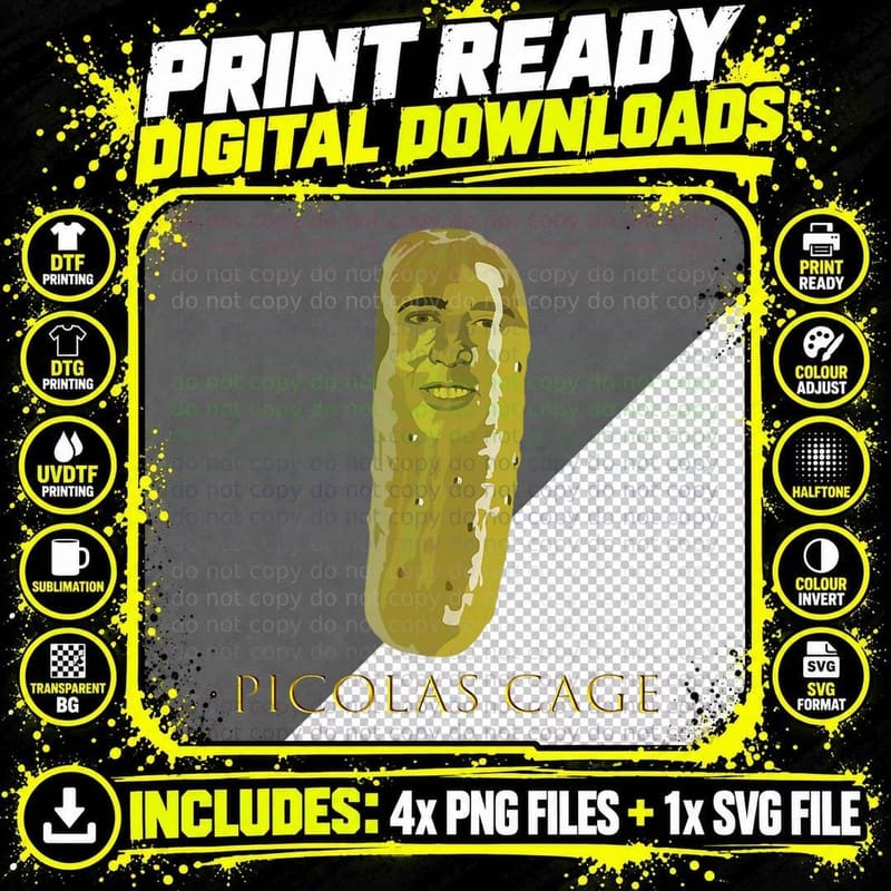 Pickle Nicolas Cage T-Shirt, Funny Sarcasm, Comedy Humor Png SVG Digital Bundle