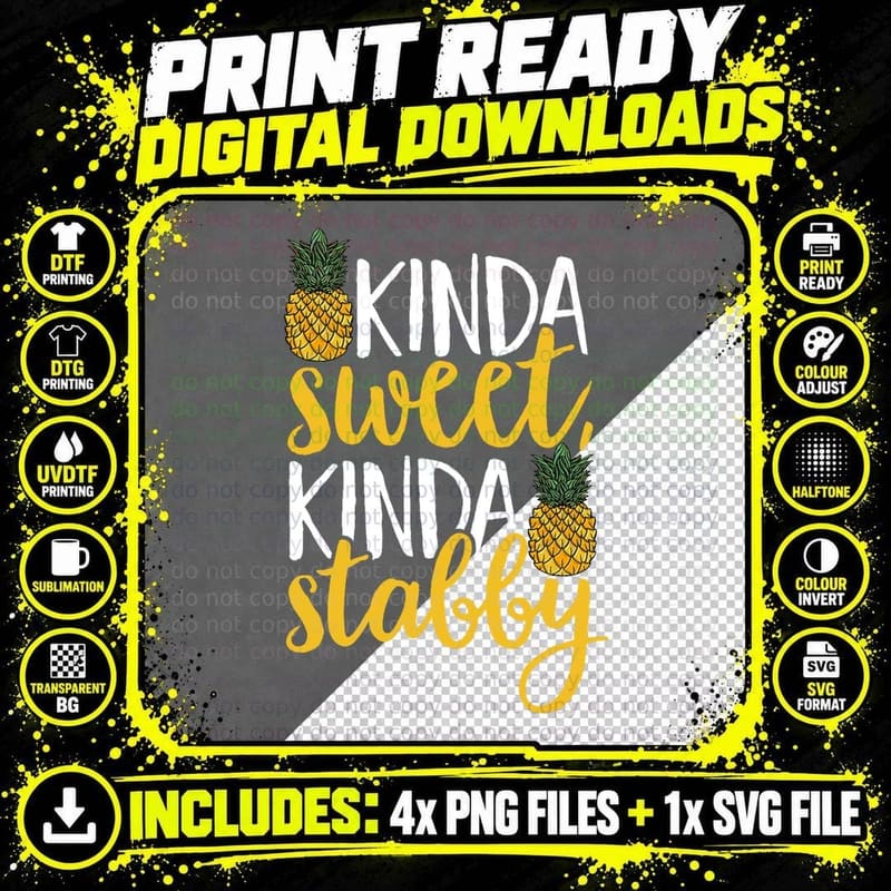 Pineapple Fruit T-Shirt, Funny Sarcasm, Summer Vibes Png SVG Digital Bundle