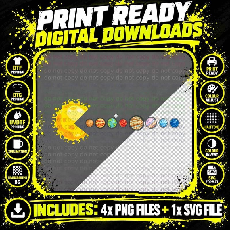 Planetary System Star Eating Planets T-Shirt Png SVG Digital Bundle