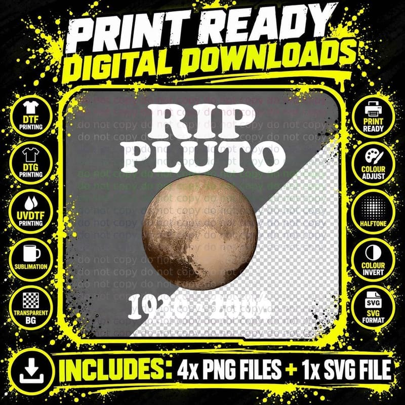 Pluto Planet Astronomy T-Shirt, Funny Space Humor Png SVG Digital Bundle
