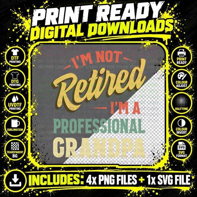 Professional Grandpa T-Shirt, Funny Fathers Day Gift Png SVG Digital Bundle