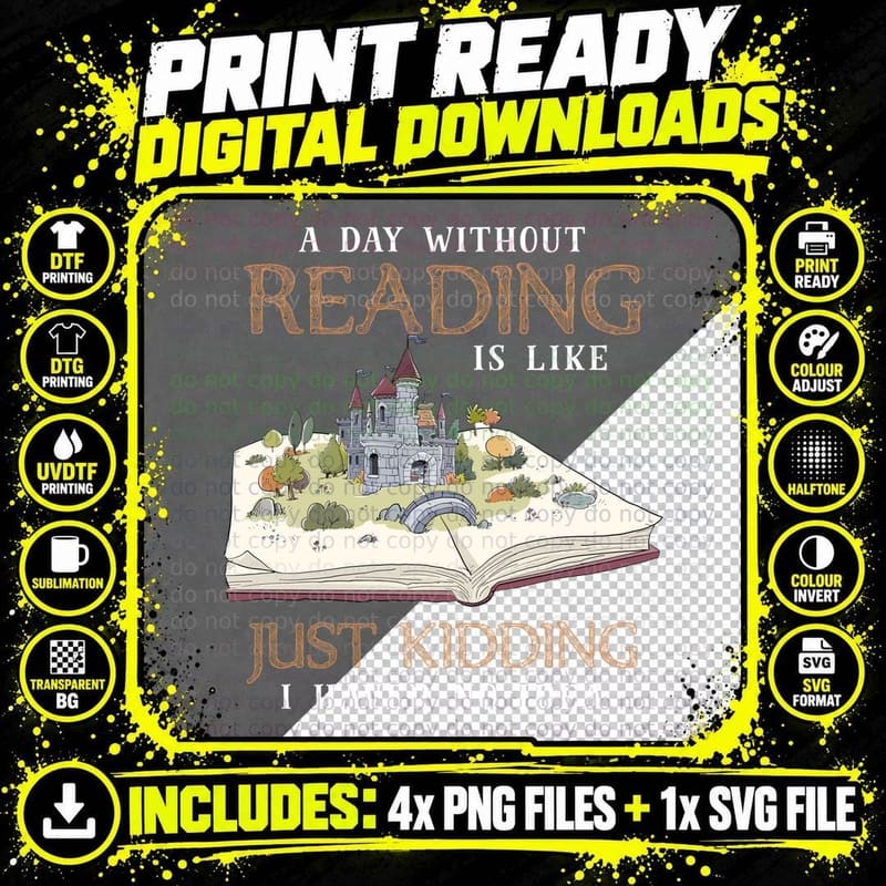 Reading Just Kidding T-Shirt, Funny Sarcasm Png SVG Digital Bundle