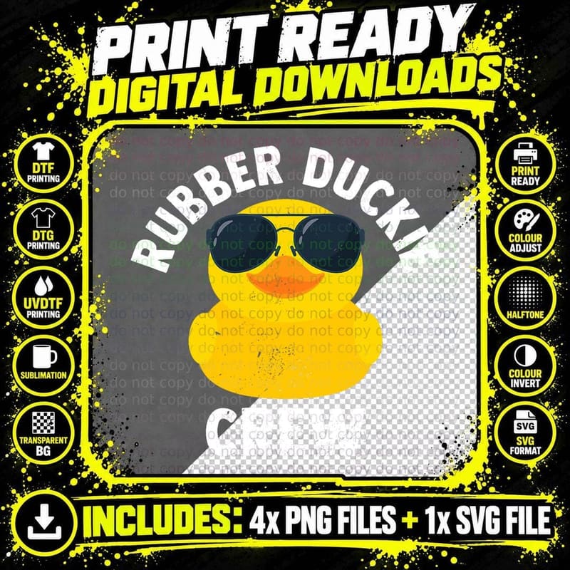 Rubber Duckie Crew Funny Rubber Duck T-Shirt Png SVG Digital Bundle