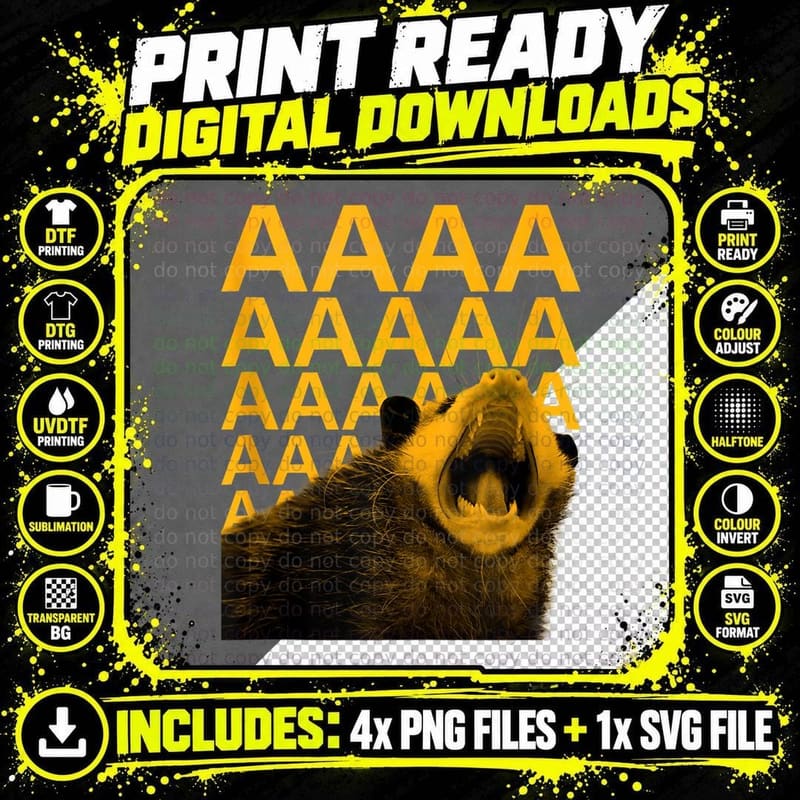 Screaming Possum Aaaa T-Shirt, Funny Meme Design Png SVG Digital Bundle