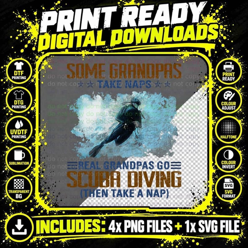Scuba Diving Grandpa T-Shirt, Funny Scuba Diving Png SVG Digital Bundle
