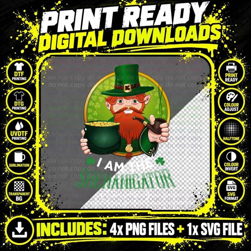 Shenanigator Leprechaun T-Shirt, St Patricks Day Style Png SVG Digital Bundle