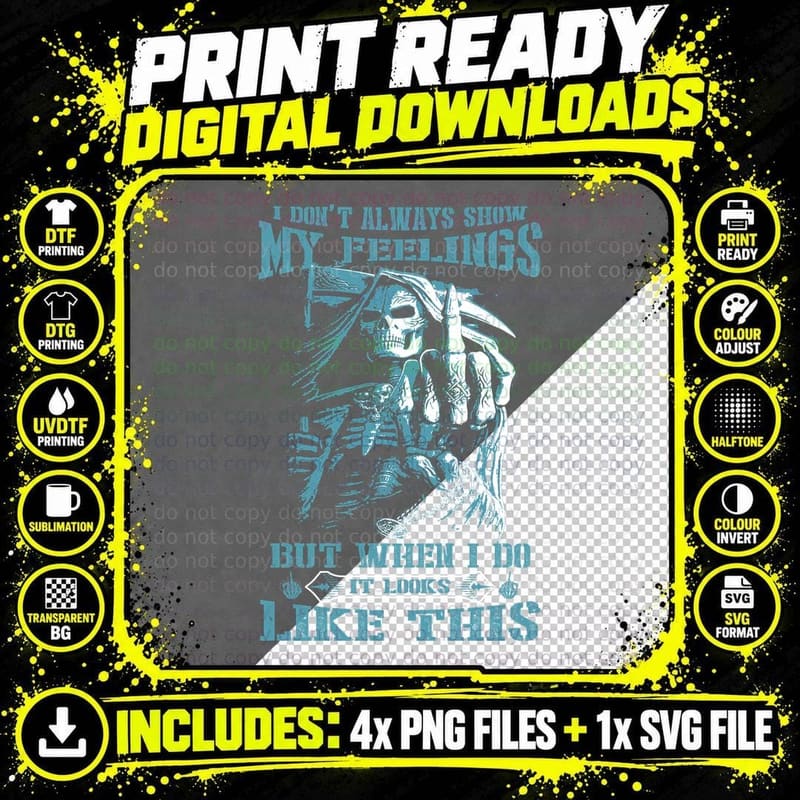 Skull with Grim Reaper T-Shirt, Gothic Typography Png SVG Digital Bundle