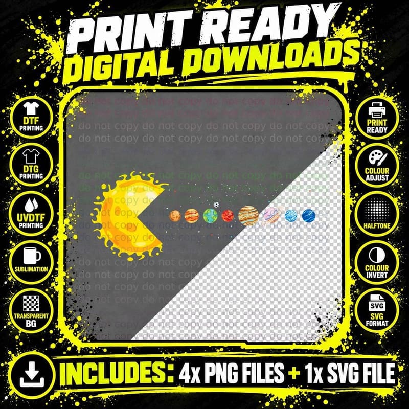 Solar System T-Shirt, Funny Planet Sun, Astrology Humor Png SVG Digital Bundle