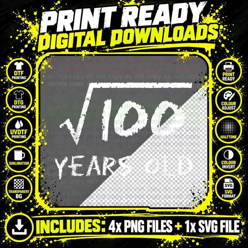 Square Root of 100 T-Shirt, Math Humor Design Png SVG Digital Bundle