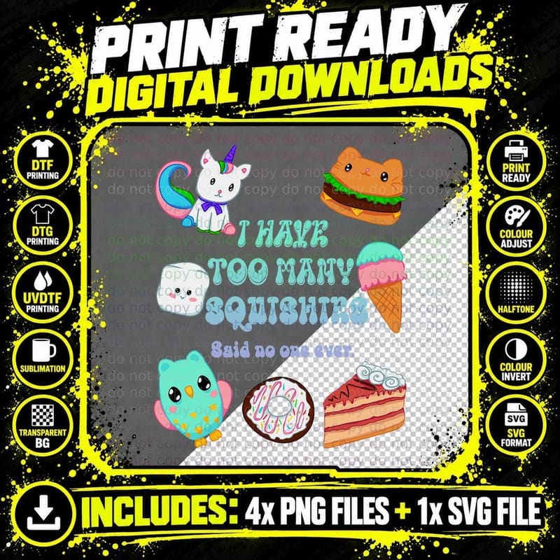 Squishy T-Shirt, Funny Cute Design, Pet Lover Apparel Png SVG Digital Bundle