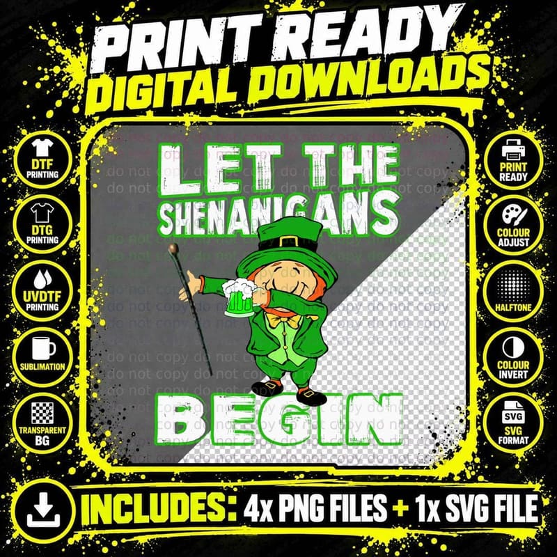 St Patrick's Day Shenanigans T-Shirt, Funny Irish Humor Png SVG Digital Bundle