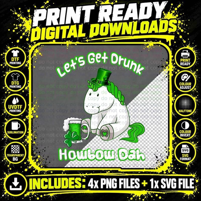 St. Patrick's Day Unicorn T-Shirt, Funny Irish Humor Png SVG Digital Bundle