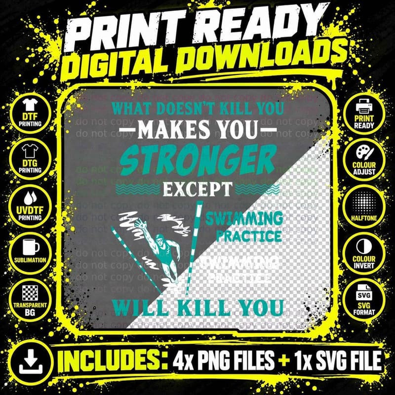 Swimming Practice Will Kill You T-Shirt Png SVG Digital Bundle