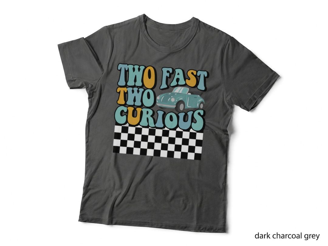 Two Fast Two Curious Racing Car T-Shirt, Funny Car Print, Kids Boys Gift