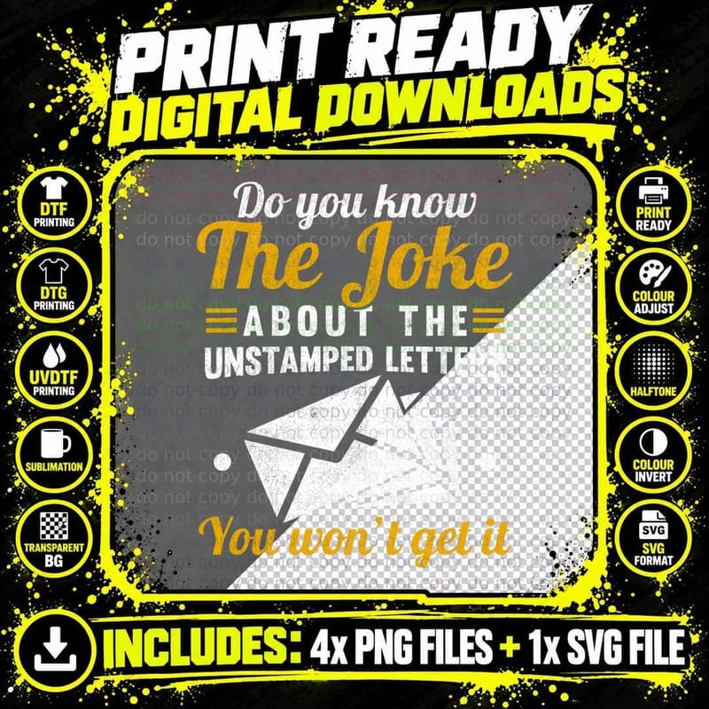 Unstamped Letter Joke T-Shirt, Postal Worker Humor Png SVG Digital Bundle