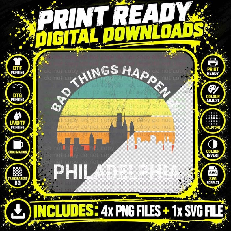 Vintage Philadelphia T-Shirt, Retro Cityscape Design Png SVG Digital Bundle