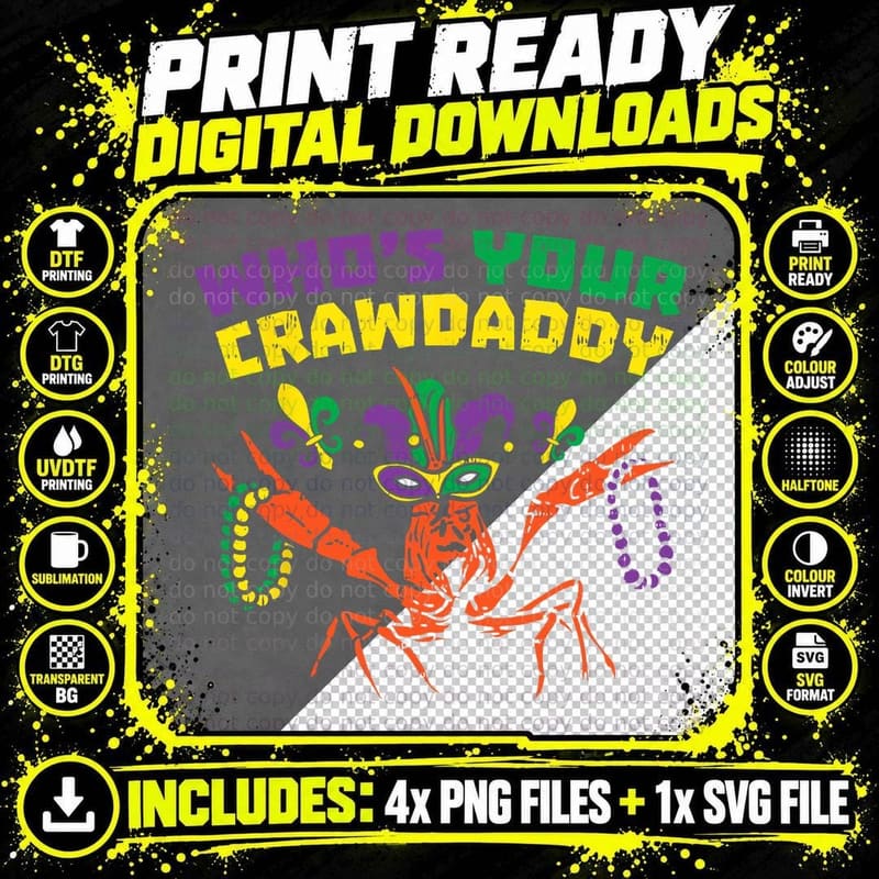 Who's Your Crawdaddy, Mardi Gras Jester Png SVG Digital Bundle