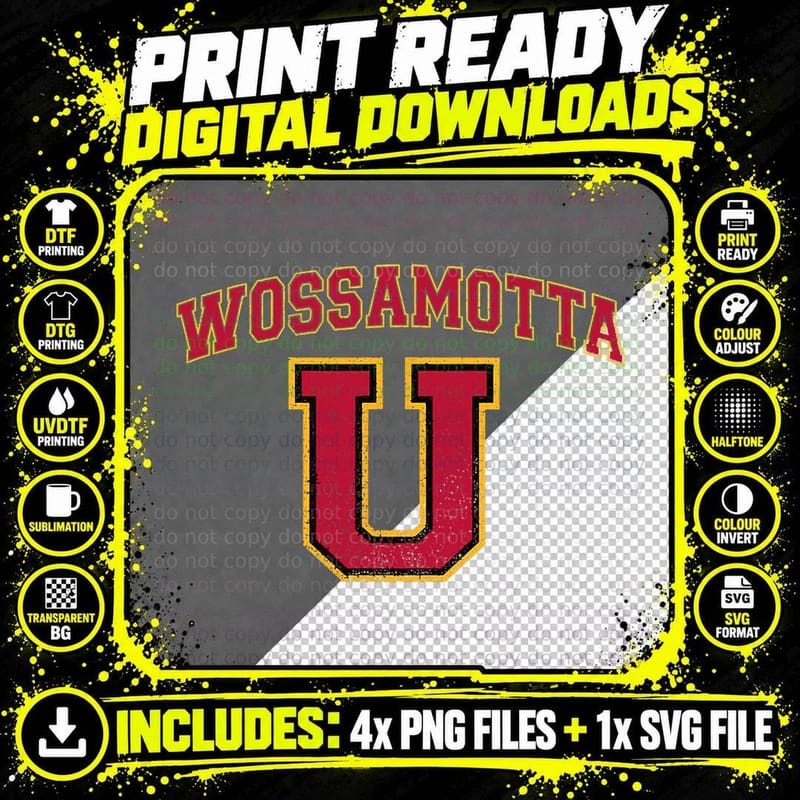 Wossamotta U Vintage T-Shirt, Funny College Humor Png SVG Digital Bundle