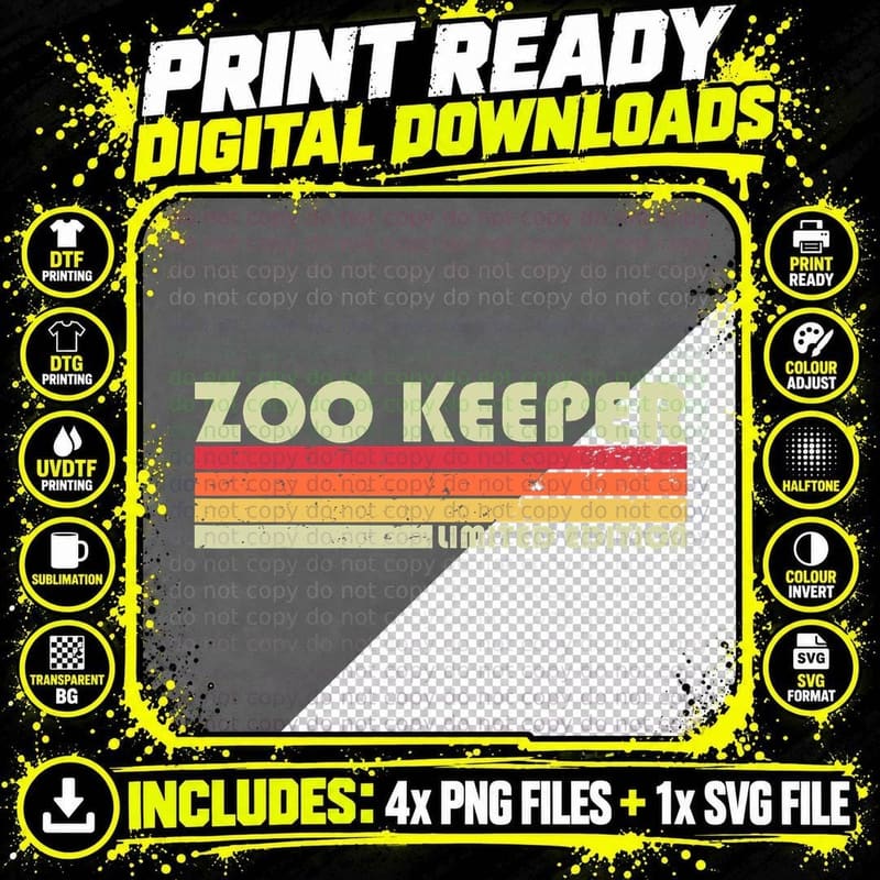 ZOO Keeper Funny Job Title Profession Birthday Worker Png SVG Digital Bundle