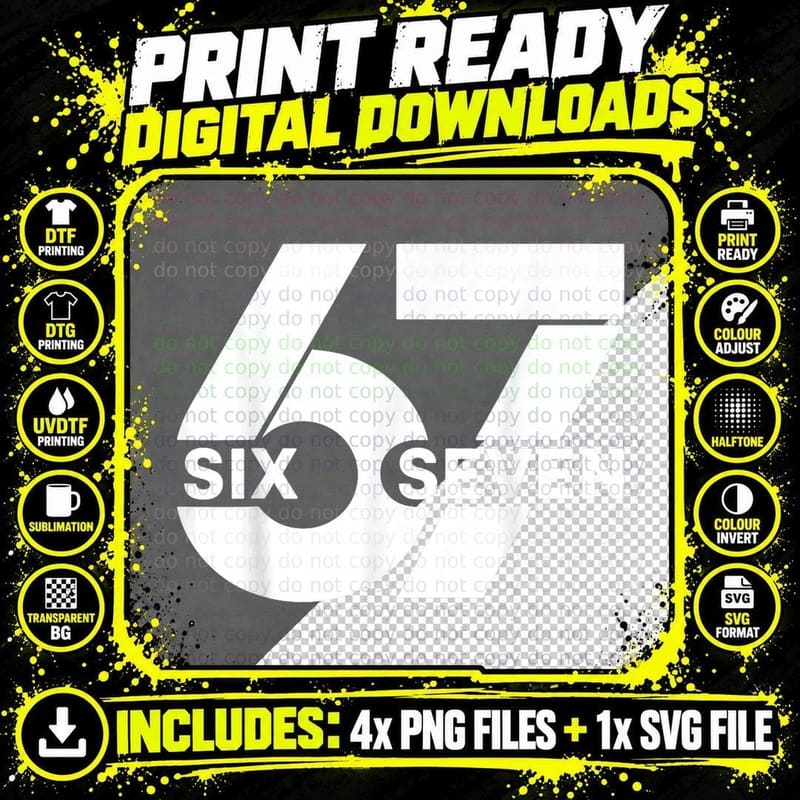67 Bold Cutout Six Seven T-Shirt, Viral Trending Meme Png SVG Digital Bundle