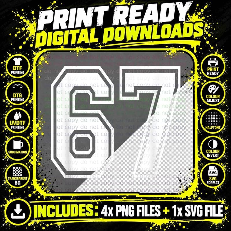67 Six Seven Shirt, Funny Number Tee Png SVG Digital Bundle