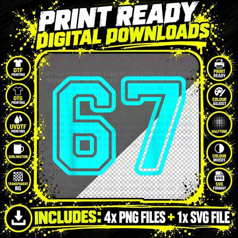 67 Six Seven Shirt, Funny Varsity Font Tee Png SVG Digital Bundle