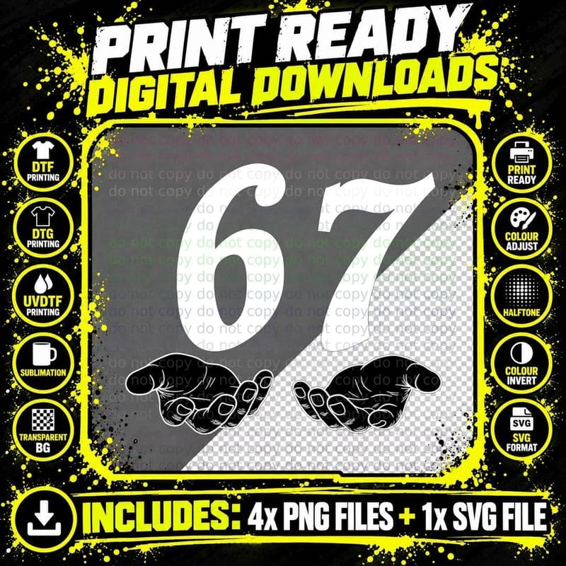 67 Viral Meme Cartoon Hands T-Shirt Png SVG Digital Bundle