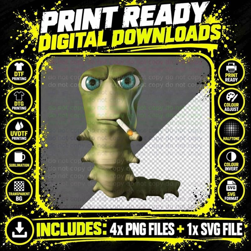 Alien Smoking Cigarette T-Shirt, 420 Weed, Stoner Humor Png SVG Digital Bundle